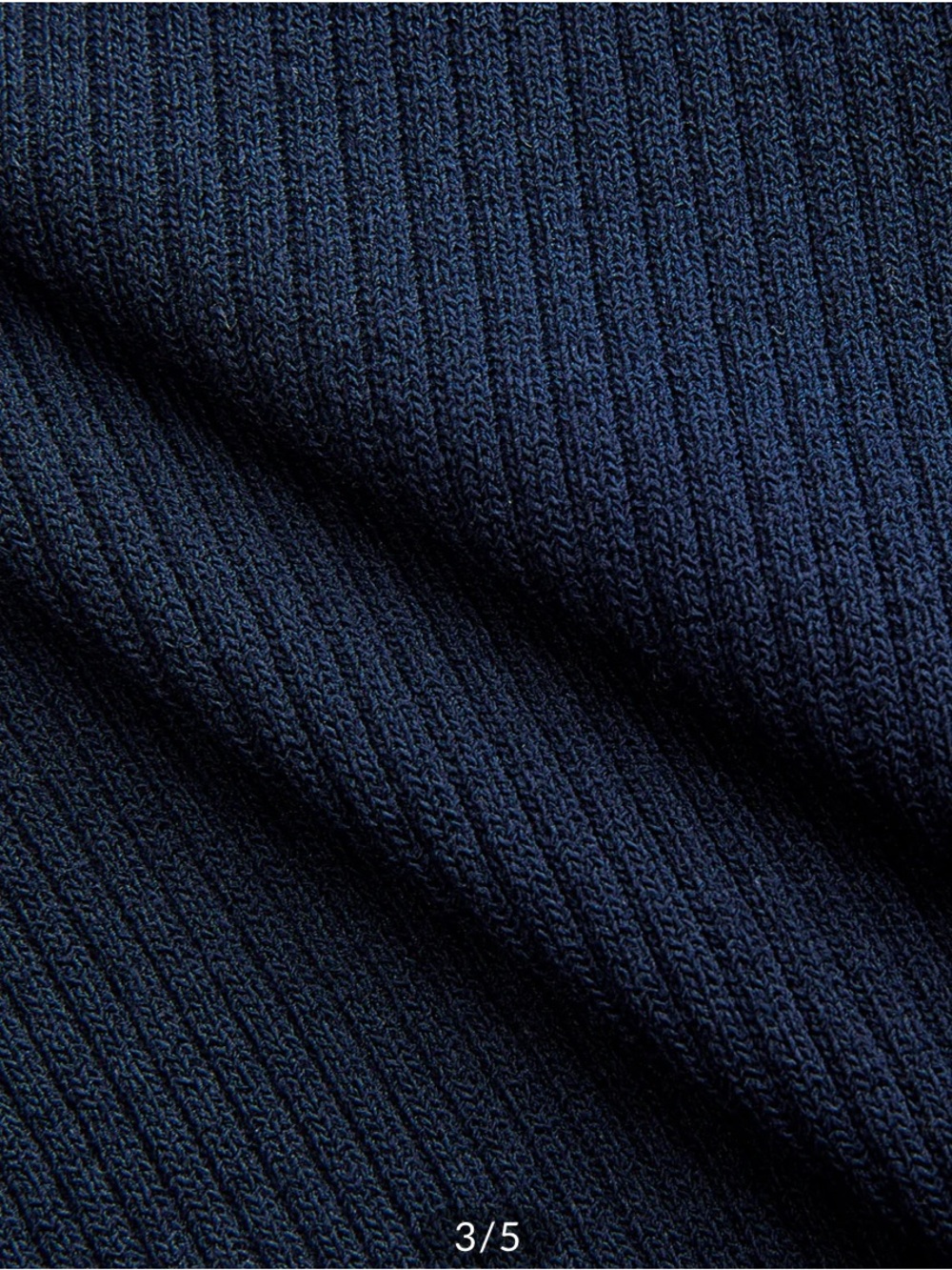 Commense Navy Short-Sleeve Ribbed Polo with Scalloped Hem - Picture 3 of 4